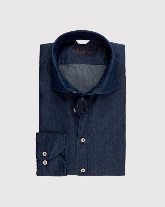 Slim Fit Denim Skjorte Blå