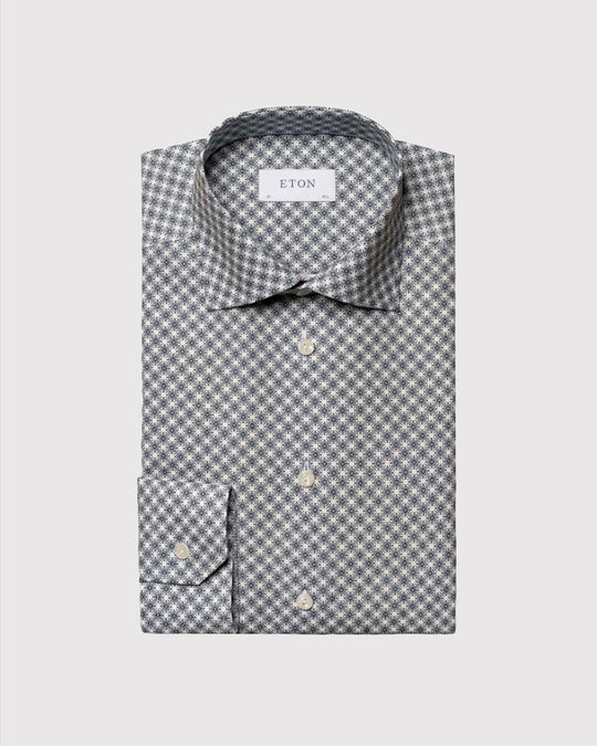 Contemporary Fit Mønstret Poplin Blå