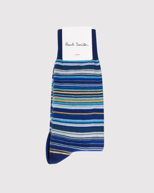 Mens Sock Multi Stripe Blå