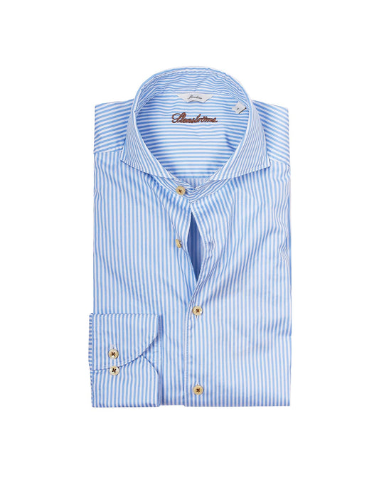 Slim Fit Stribet Skjorte Blå
